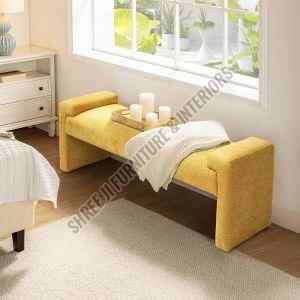Yellow Wooden Bed End Bench
